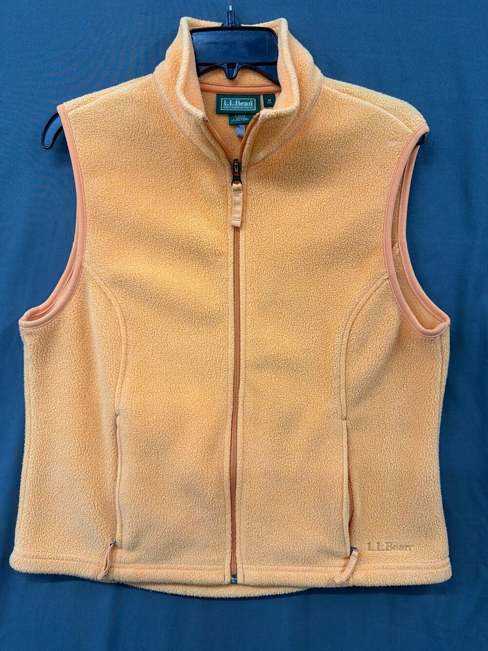 L.L.Bean Women's Medium Regular Orange Full Zip Fleece Vest Outdoor